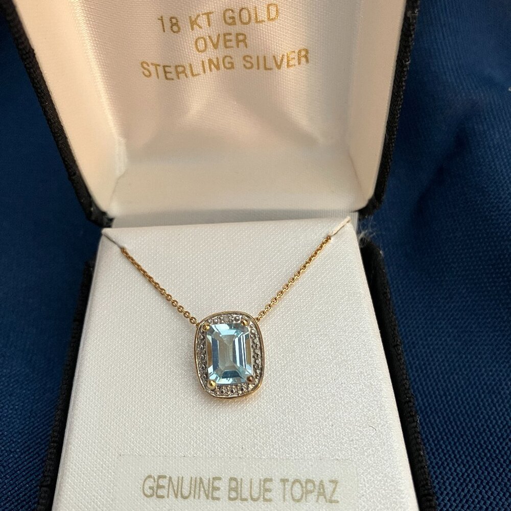 Blue Topaz Neclace with Diamond Accents